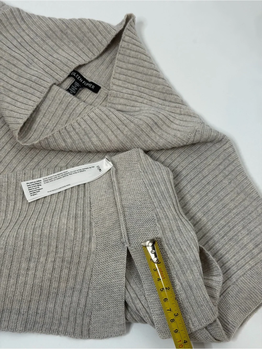 Eileen Fisher Merino Wool Turtleneck Top sweater sea salt / light gray